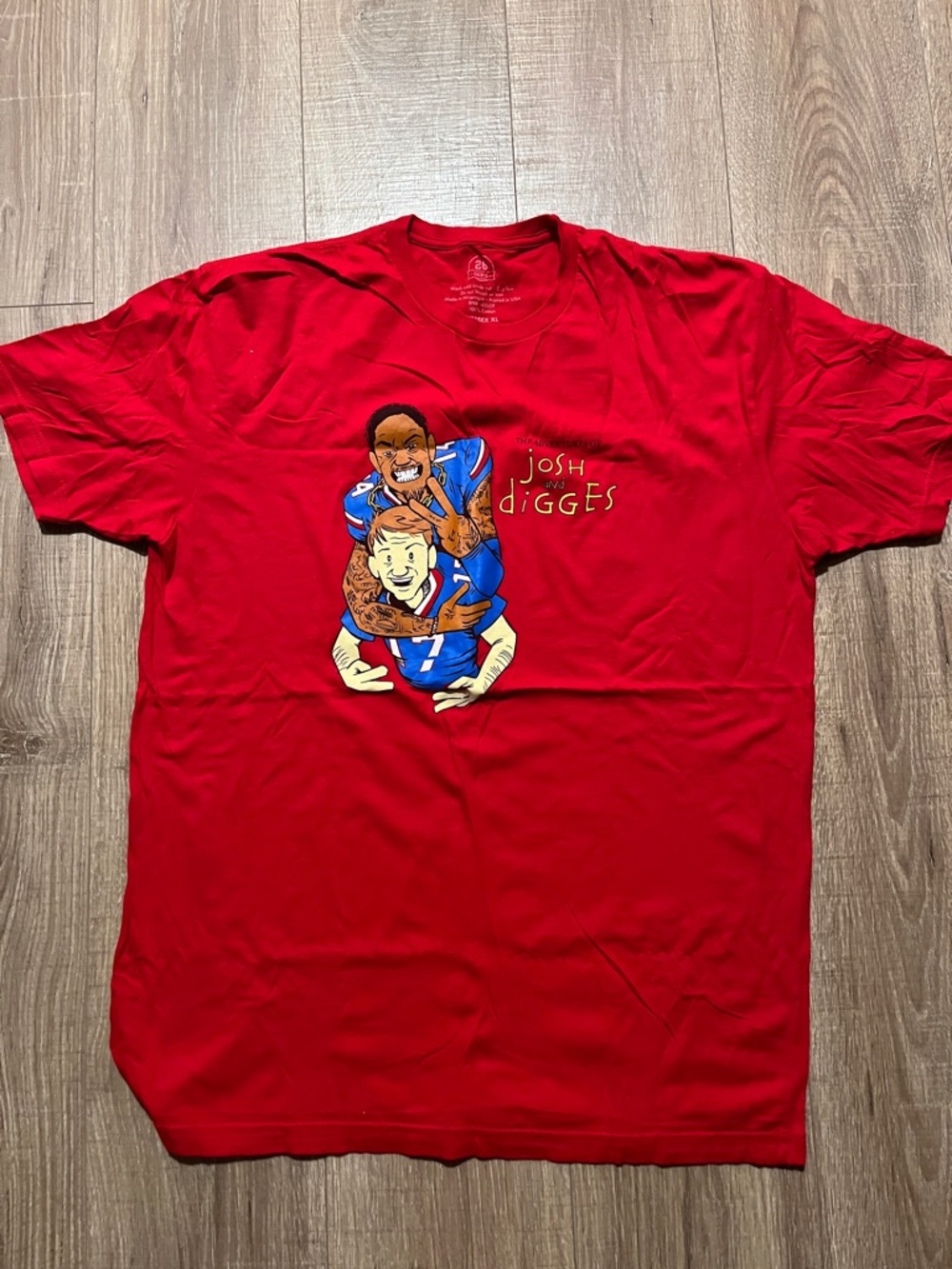 Buffalo Bills Josh Allen Stefon Diggs Red Graphic Tee Men’s XL